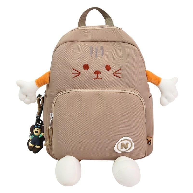 Little Cat Cartoon Backpack With Breathable Nylon Material For School And Casual Use хаки
