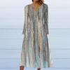 Mote Dame Casual Mote Ensfarget Lomme V-hals Genser Langermet Kjole