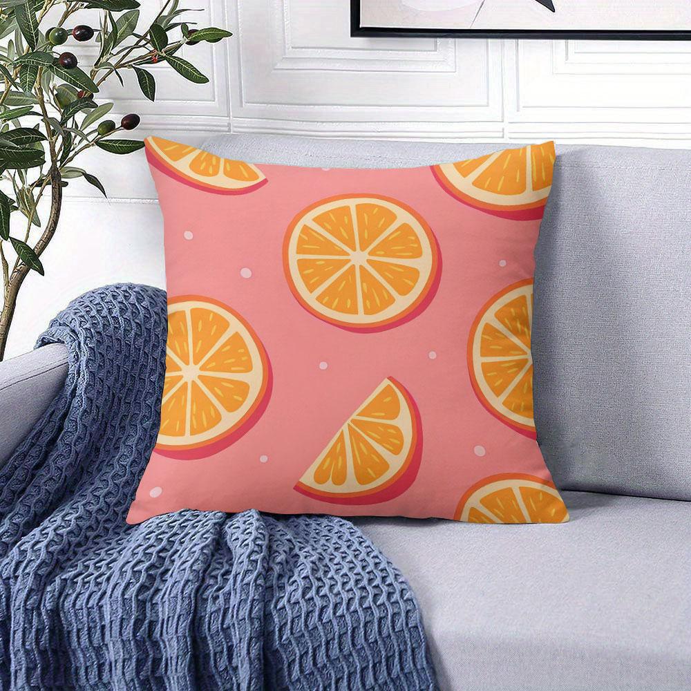 Peach Orange square Jacquard Pillow Cover for Sofa Office Waist Cushion Cover Home Decorative Pillowcase