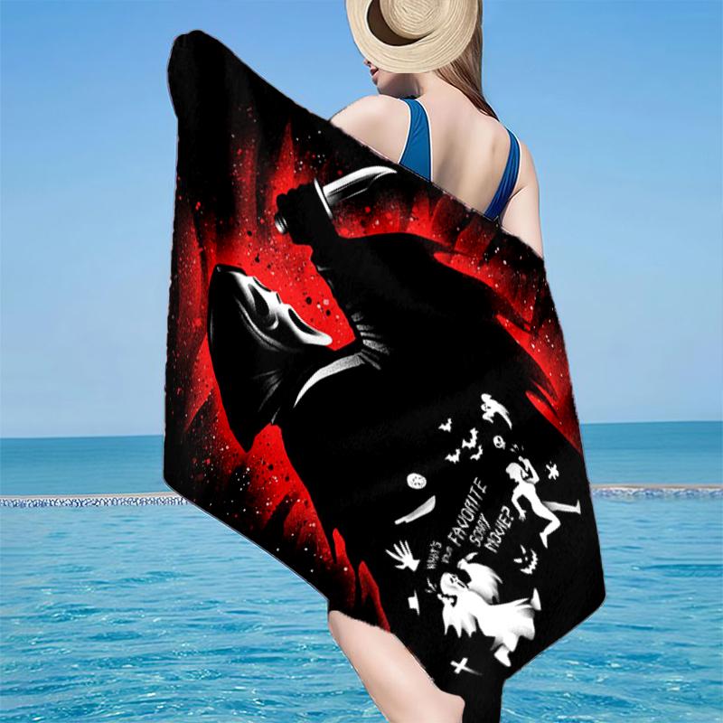 Heartbeat Ghostface Of Horror Beach Towel, Super Soft Microfiber, Gift for Her/Him, Birthday, for Pool, Beach, Travel, Home Decor Fan gifts