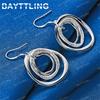 Charm 925 Sterling Silver Exquisite 3 Round Earrings for Women Fashion Wedding Gift Jewelry Accessories