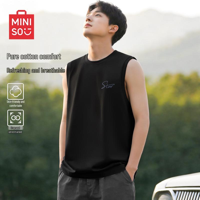 MINISO Men s Pure Cotton Relaxed Fit Tank Top L