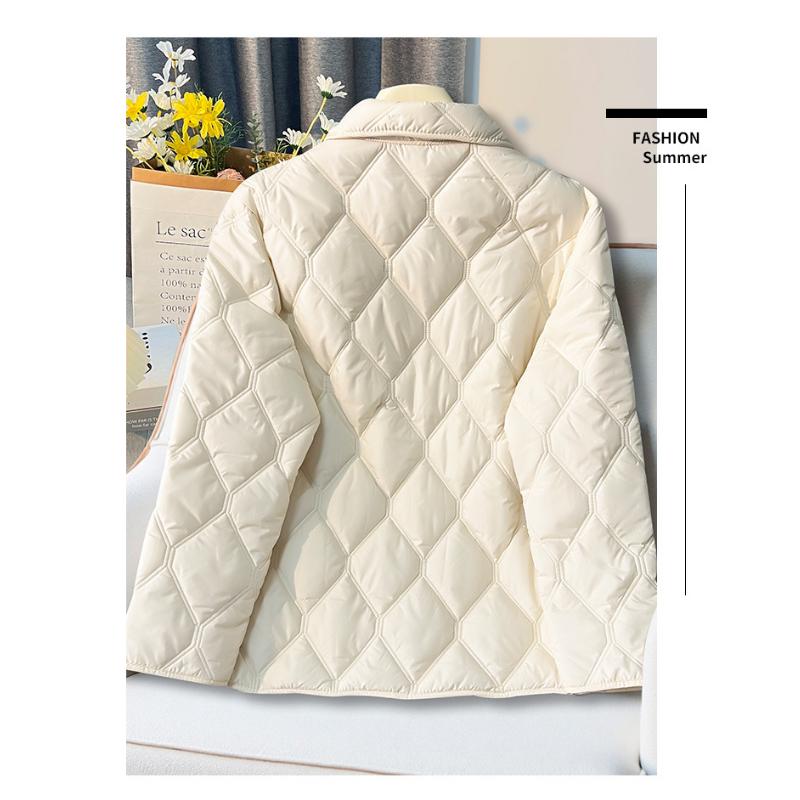 Lapel Collar Puffer Jacket, Lightweight Down Coat Short Quilted Winter Jacket for Women, Warm Outerwear with Faux Fur Trim, Casual Thermal Coat
