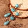 European and American new fashion retro creative temperament turquoise long fringed earrings versatile personalized earrings women