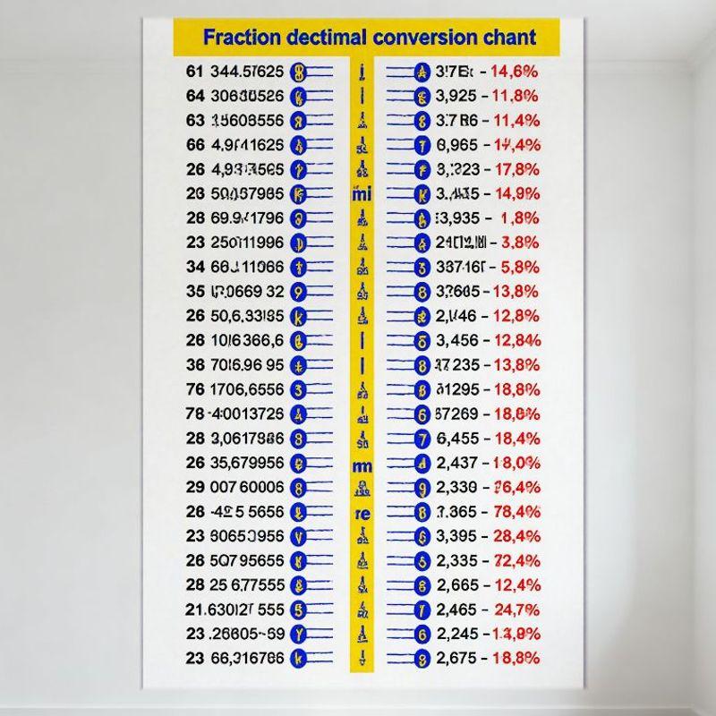 

Fraction Decimal Conversion Chart Metal Tin Sign Yellow Blue Section Divider Unit Abbreviations Percentage Differences Home Offi 20x30cm（7.8x11.8inch）