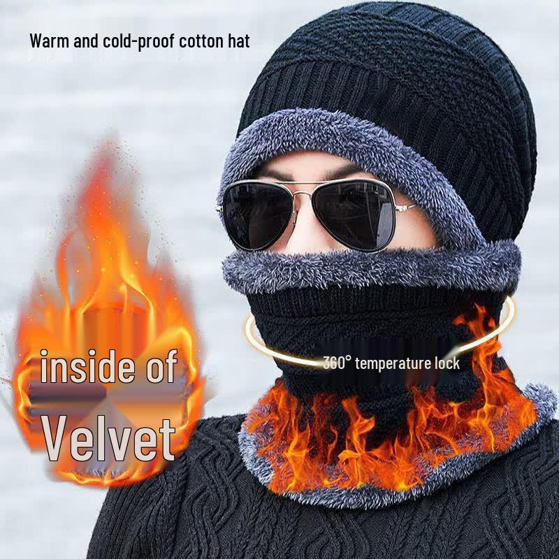 Thickened Plush-Lined Winter Knitted Beanie
