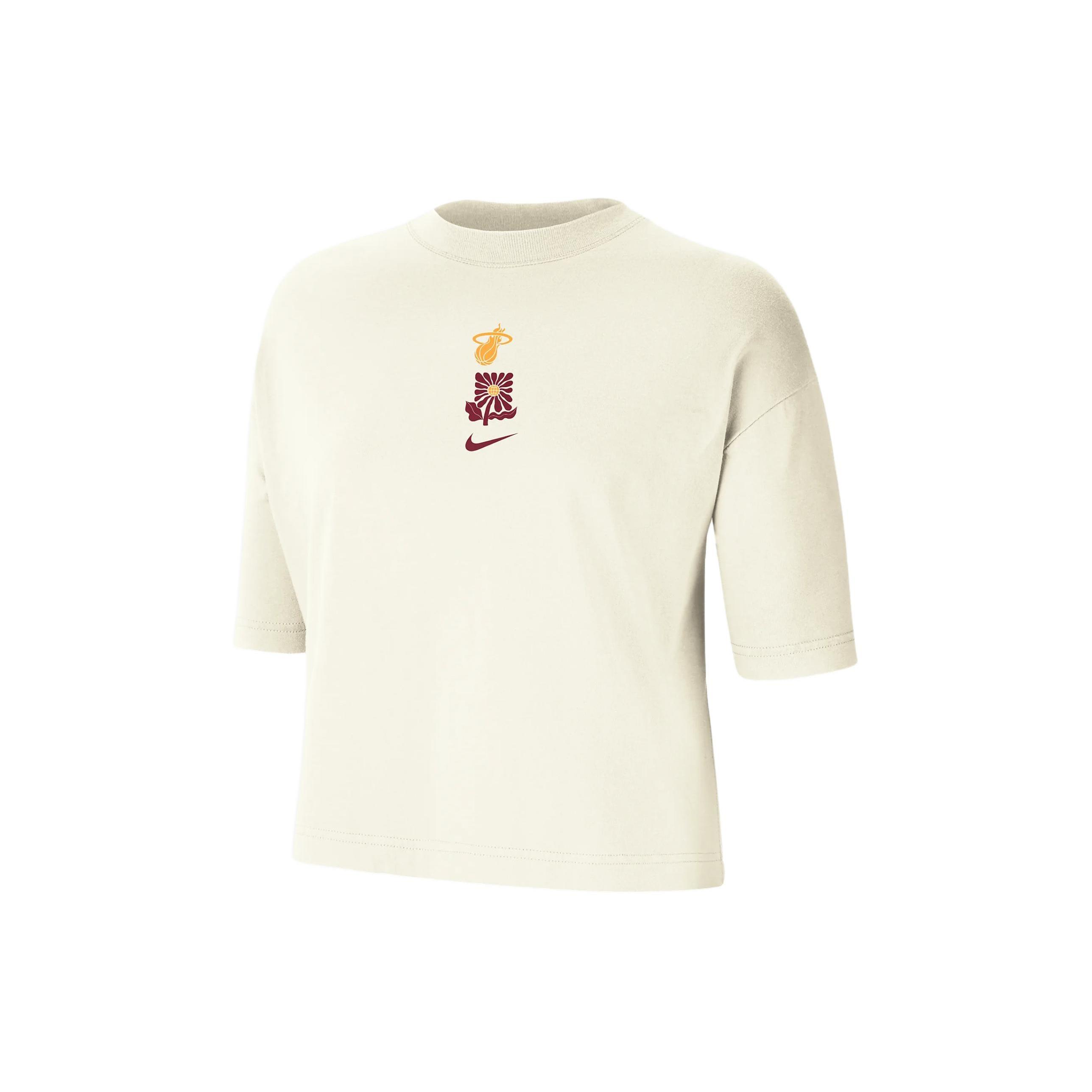 (WMNS) Nike NBA Miami Heat Courtside Boxy T-Shirt Beige Women s FV9374-901 M