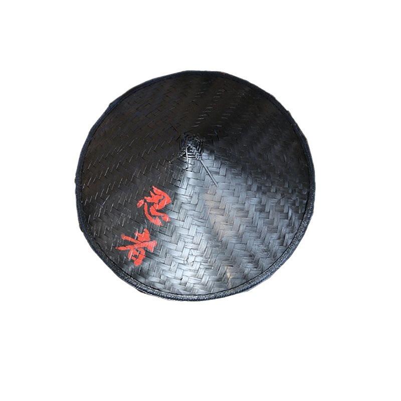 Woven Retro Black Unisex Straw and Bamboo Knight Hat for Film and TV