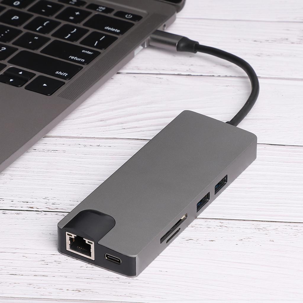 TYPE C Ethernet Hub to USB3.0 x 2 HDMI Memory Card Reading Notebook Office Accessories