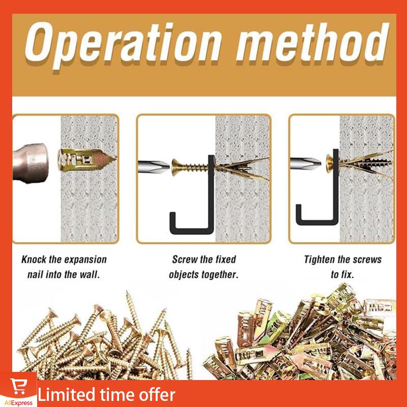 Fresh 100PCS Upgraded Self-Drilling Anchors Screws, Drywall Anchors And Screws Kit, Easy Application No Drill Or Holes In Wall