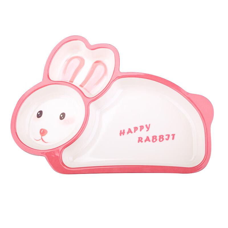 WUHE Children's Pink Rabbit Melamine Tableware Set