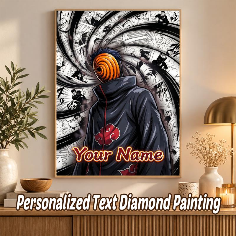 Obito Uchiha Custom Name Diamond Painting Personalized 5D Full Drill DIY Diamond Art Home Decor