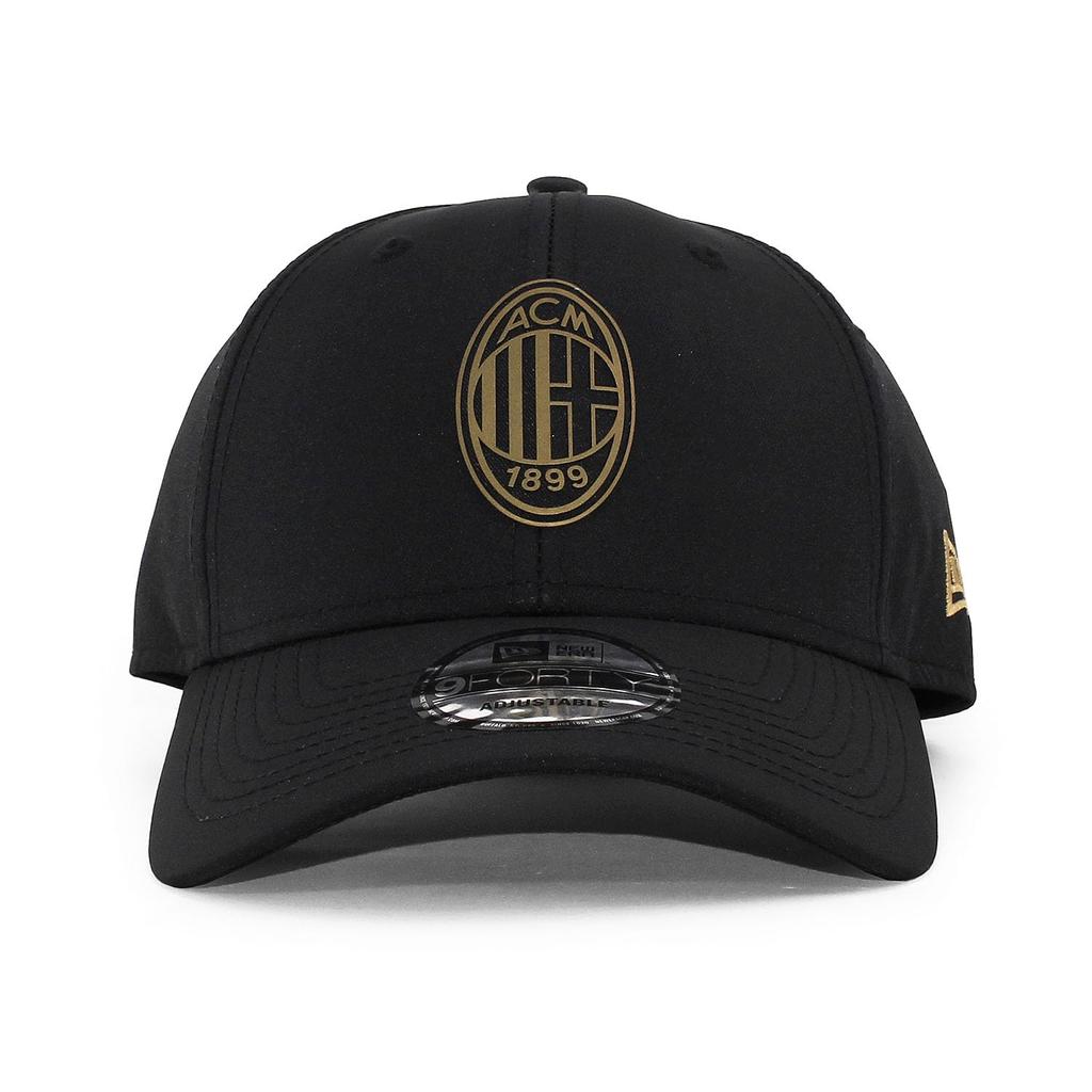 New Era 9FORTY Strapback EU Black Gold Pack Strapback Soccer 940 Cap, Exclusive, Cap, (AC Milan) [Used]