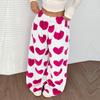 Women's Casual And Fashionable Printed Elastic Waist Loose Wide Leg Pants