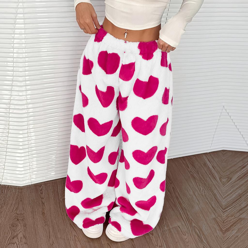 Women's Casual And Fashionable Printed Elastic Waist Loose Wide Leg Pants