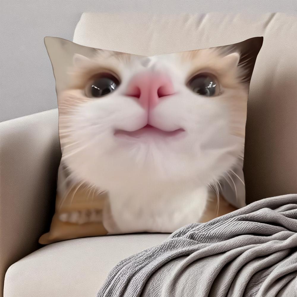 Meme Funny Pet Cat Funny Memes Cushion Cover Pillowcase Antidustmite Invisible Zipper Short Plush Sofa Cushion