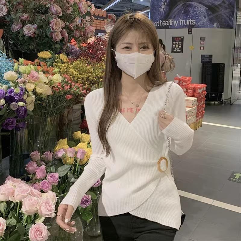 Sweater design sense niche inside with autumn and winter new top collar knitted bottoming shirt women