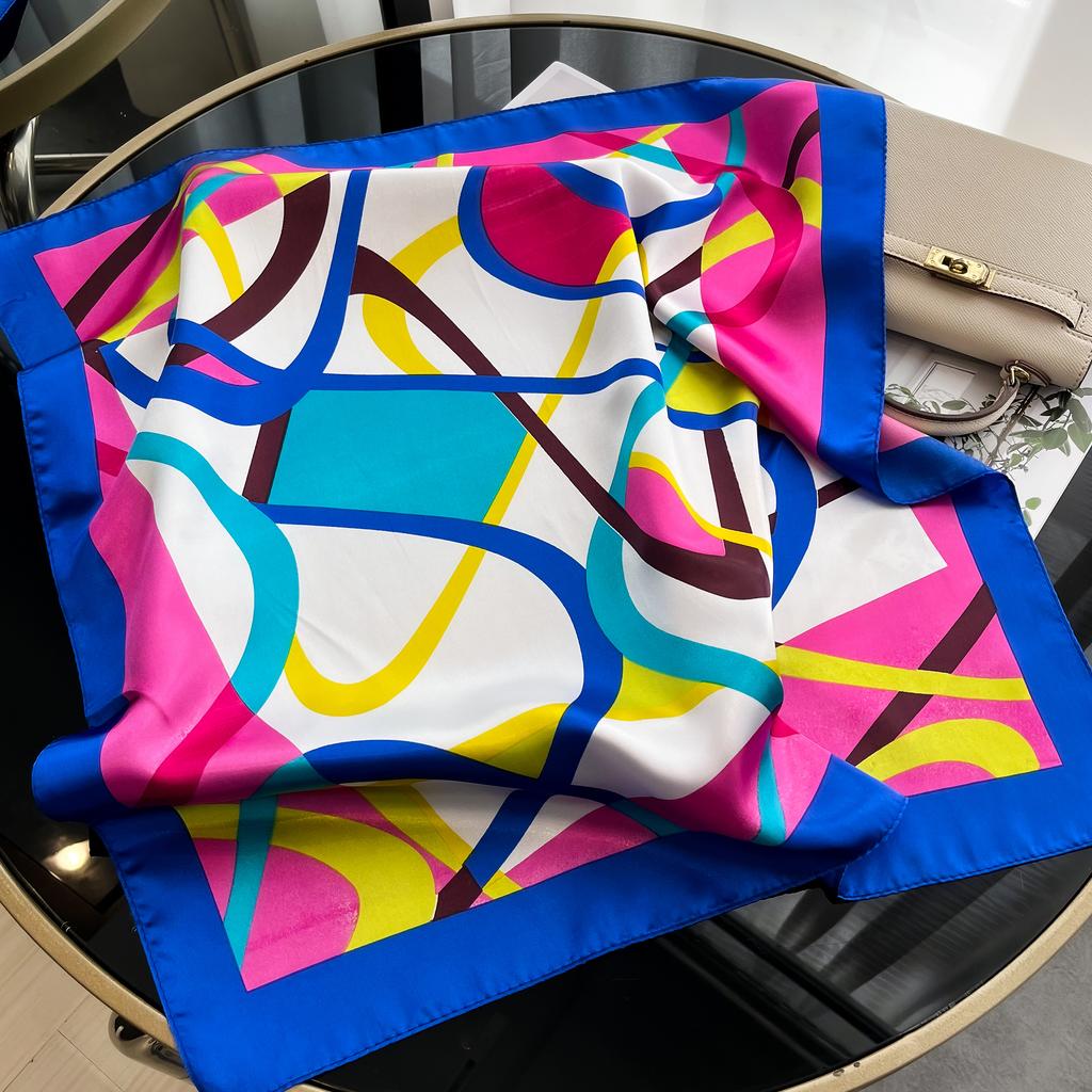 2025 New Luxury Square Silk Scarf for Women Hijab Hair Bands Neckerchief Female Satin Shawl Ribbon Headband Neck Fashion Bandana