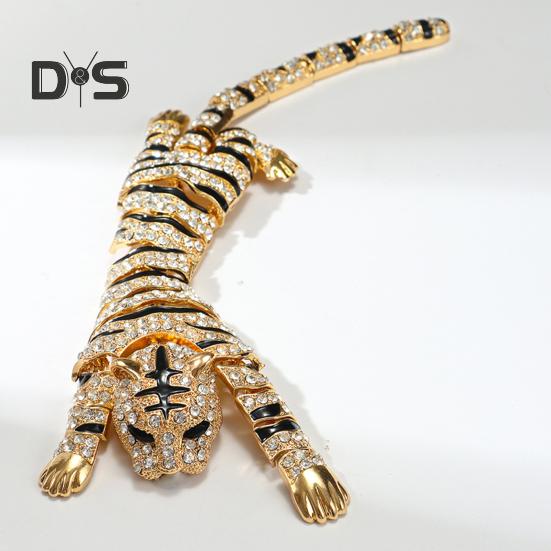 Spilla Spilla Strass Lucidi Intarsiati Forma di Tigre Distintivo Antiruggine Leggero Pieghevole Spilla Tigre Accessori Moda