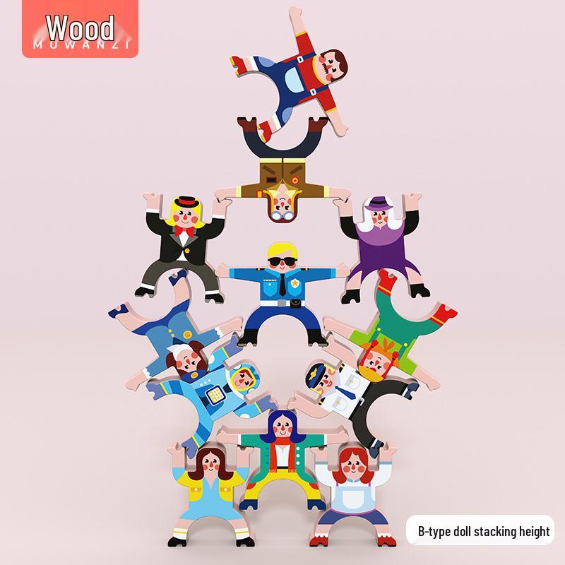 

Wooden Strongman Character Balance Stacking Toy - Early Education and Parent-Child Interaction Game