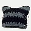 Neutral Hand Crocheted Knitted Pullover Hat with Detachable Metal Pin Tassel Y2K Street Fashion Hip Hop Hollowed Punk Style