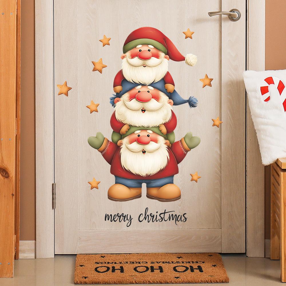 Cartoon Cute Dwarfs and Star Home Christmas Atmosphere Decorative Wall Stickers