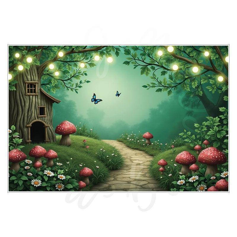 Spring Green Forest Photography Backdrop Fairy Princess Pet Landscaping Photo Backdrop
