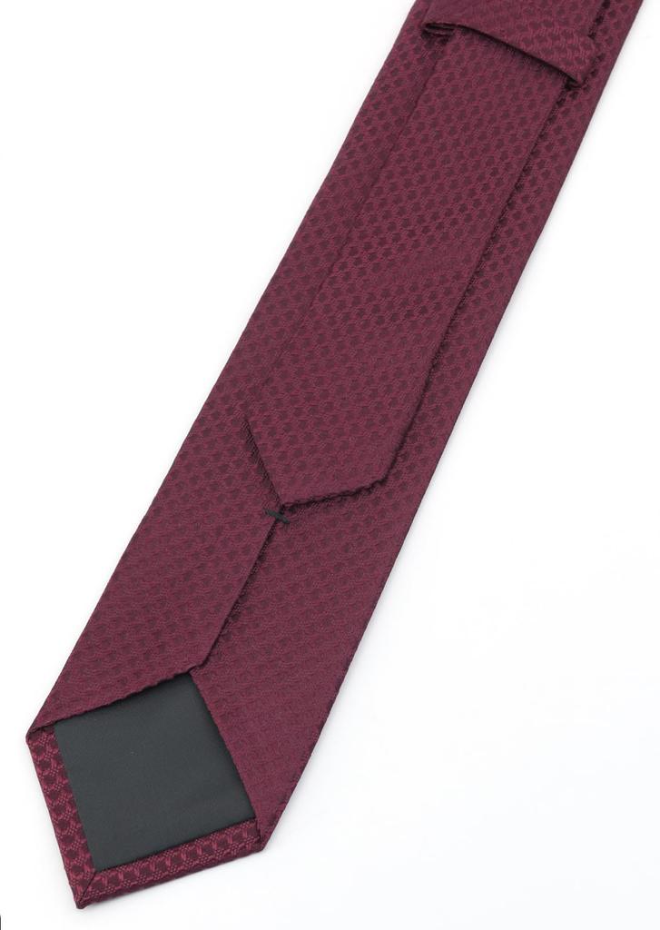 [This color] Business Necktie (7cm width) 100% Silk, Plain, for Interviews, Job Hunting, and Employment (Wine Red)