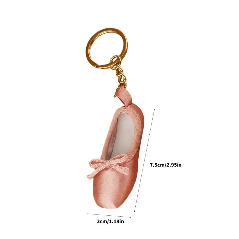 Stylish Ballet Shoe Charm Keyring Mobile Phone Dangle Handmade Keychain Ornament Pendant for Bag and Phone Decoration