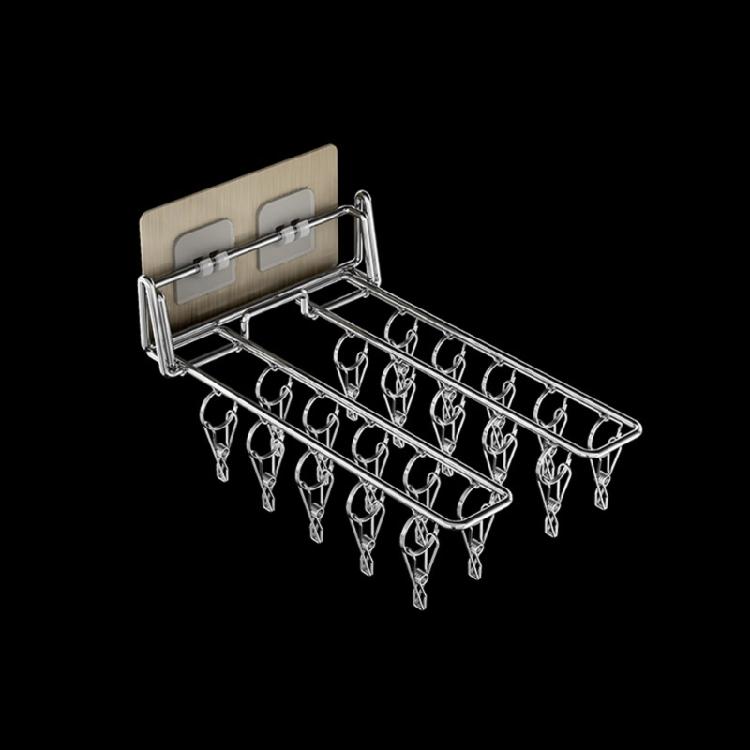Wall Mounted Sock Hanger Stainless Steel Folding Drying Rack for Towel Underwear