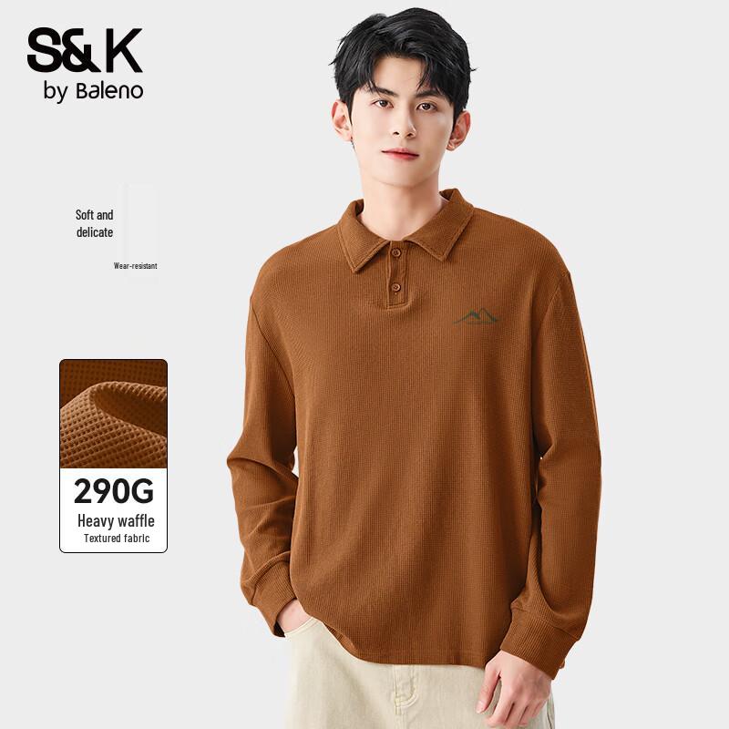 Baleno S&K Men's Waffle Knit Long Sleeve Polo Shirt
