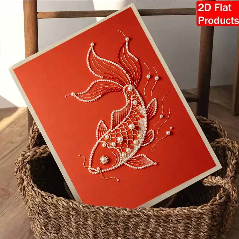 Pearl Art Painting Home Wall Decor Lucky Koi Fish Pearl Gemstone Painting Picture Crafts Adult/Beginner Gift Creative Home Decor Unframed Wall Art