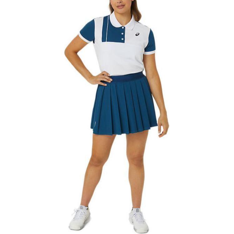 Asics Classic Skort Solid Color Elastic Waist Classic Quick-Dry Pleated Casual Skirt Women skirts Blue 2042A299-412