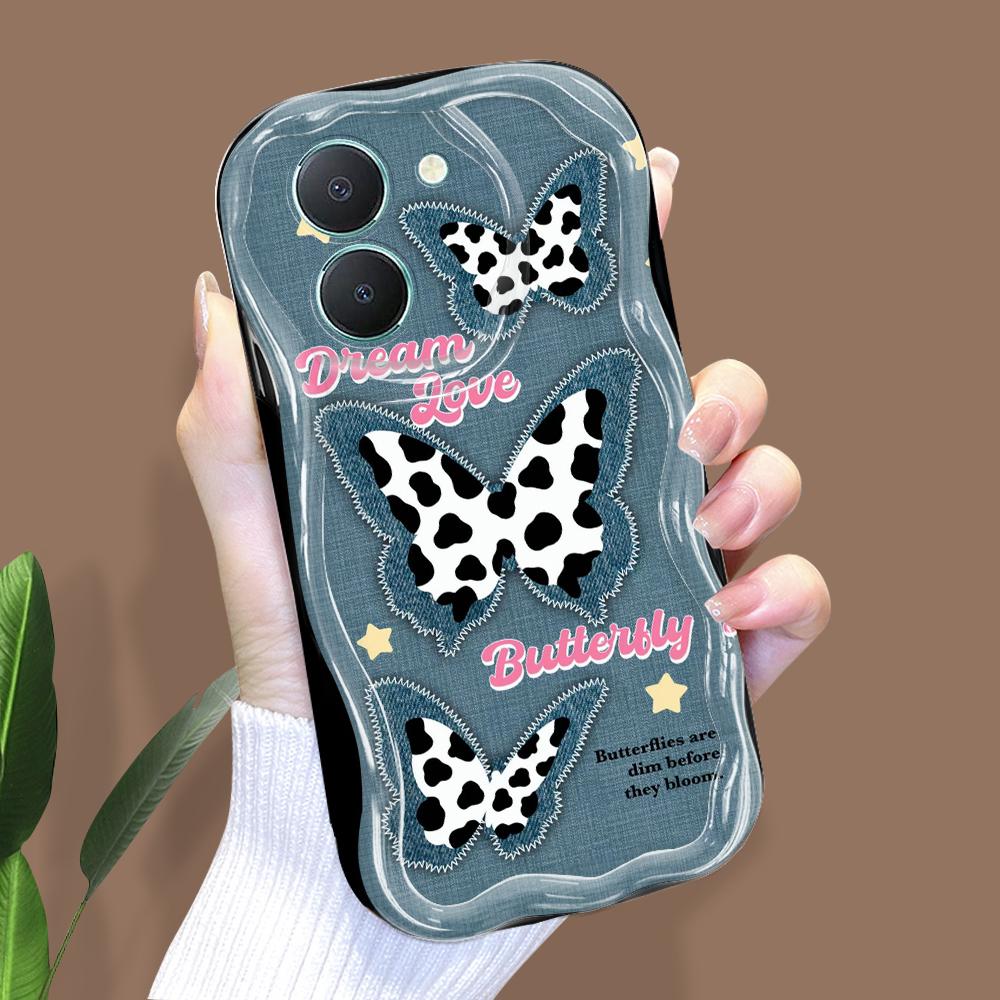 Cute Cartoon Pattern Cream Texture Casing Wavy Edge Soft Silicone Cover Phone Case for Vivo