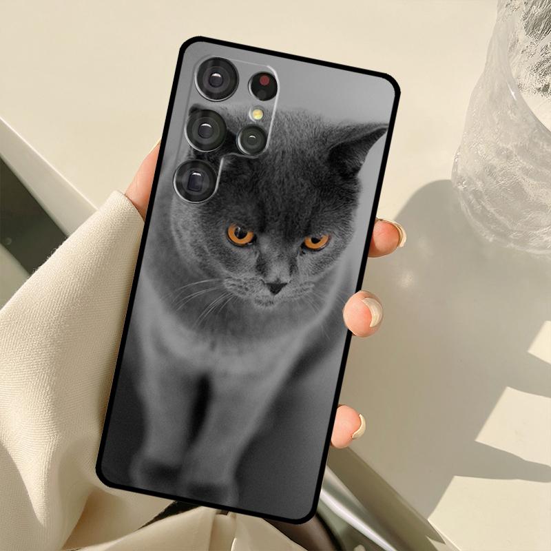 British Shorthair Cat Case For Samsung Galaxy S24 Ultra S21 S22 S23 S25 Ultra S9 S10 Plus S20 FE S25 FE Back Cover