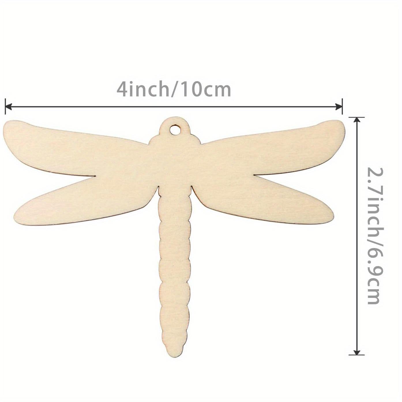 

10pcs Engraved Dragonfly Shaped Wood Slices Wooden Home Decorations, Painting Supplies Diy Handicrafts, Wooden Blank Labels