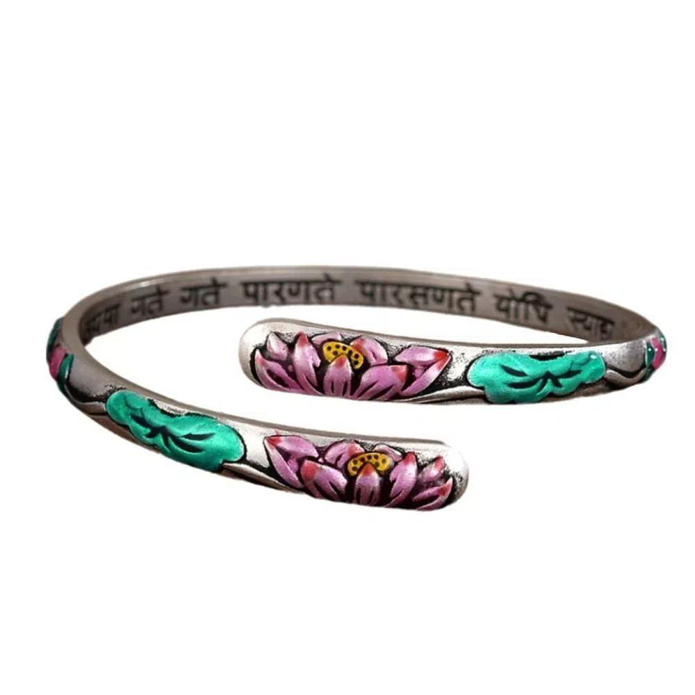 

Винтажные браслеты в китайском стиле, регулируемый браслет-манжета с перегородчатой эмалью, классический медный браслет с лотосом, женский Style B