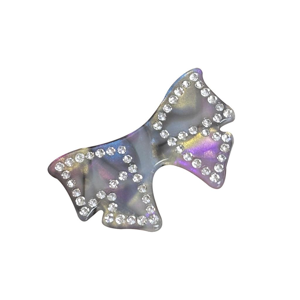 Four Centimeter Trendy Rhinestone Duckbill Hair Clips With Adorable Bow And Color Options