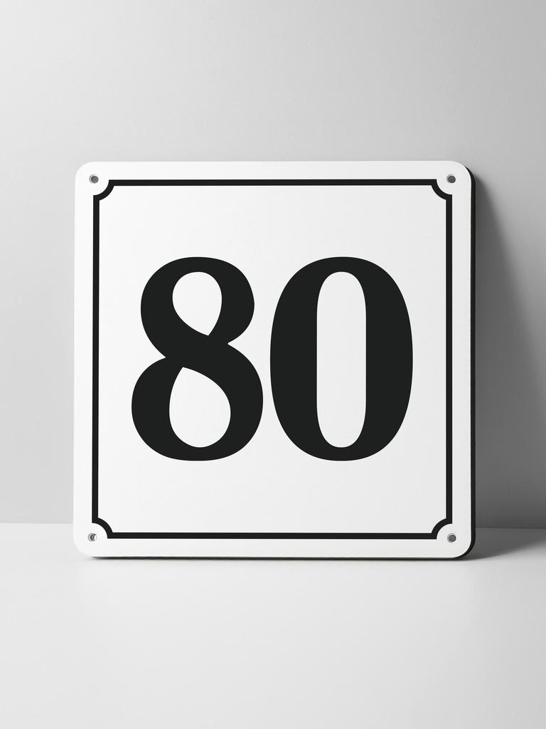Metal Sign Black House Number On White Background Outdoor Wall Art Decor