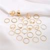Vintage Gold Color Heart Rings Set For Women Men Hollow Butterfly Pearl Crystal Geometric Rings Trendy Finger Jewelry