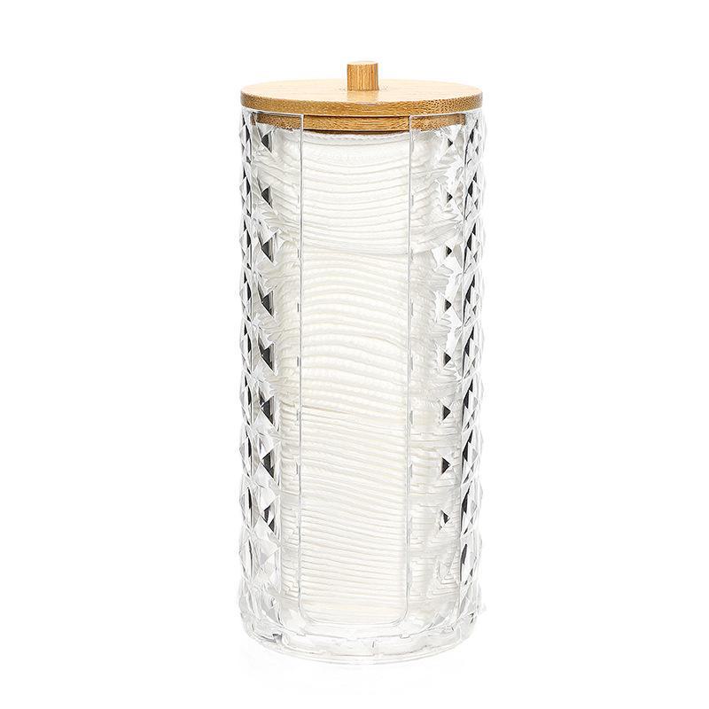 

Коробка для хранения косметики из хлопка с ромбовидным узором и цилиндрической деревянной крышкой High diamond pattern