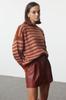 Women's Fashionable Stylish Sweater Black Basic Striped Sweatshirt Look Knitwear Sweater