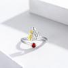 Open Heart Rings Symbolizing Love and Companionship Girl and Dog Designs Resizable Electroplated Jewelry