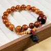 DIY Peach Wood Buddhist Beads Rosary Bracelet for Wealth and Prosperity - Gourd Charm Retro Style Unisex Jewelry