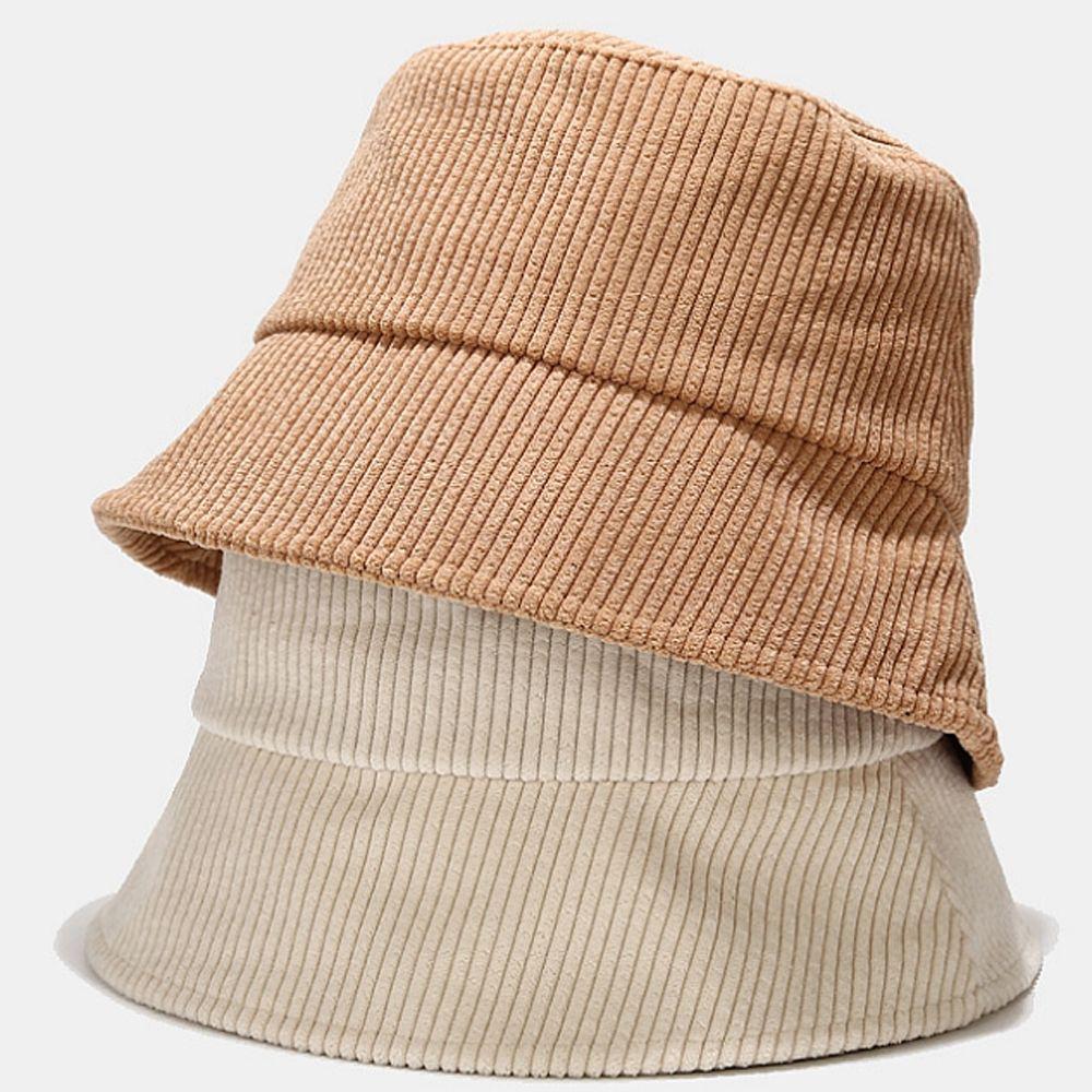 Japanese Retro Outdoor Soft Solid Color Unisex Women Hat Autumn Winter Corduroy Bucket Hat Sun Hats