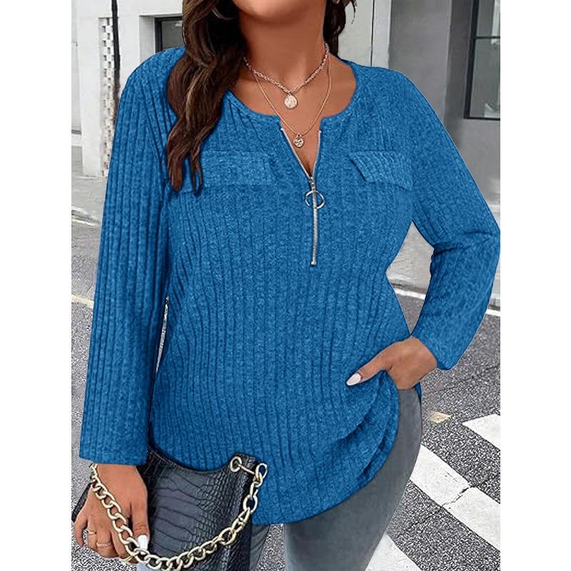 BITCED Women's Fashion Casual Solid Color Print Long Sleeve V Neck Blouses & Shirts