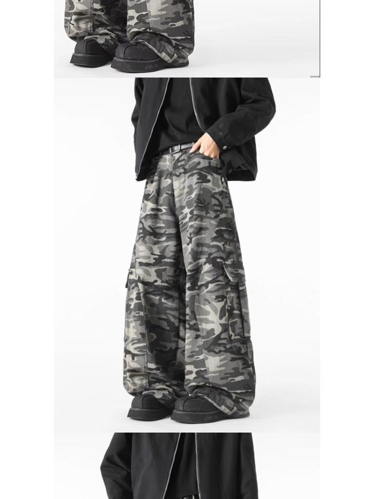 American Retro Baggy Camouflage Unisex Jeans: Trendy, Loose, and Versatile Streetwear Workwear.