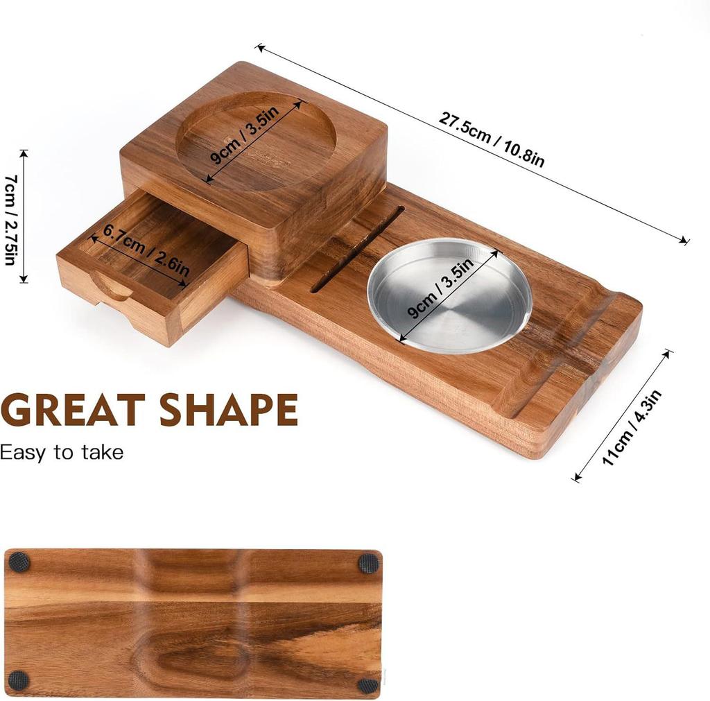 Multi Function Solid Wood Cigar Ashtray with Drawers Whiskey Cup Holder Tray Cigar Box Accessories Holder Smoking tools