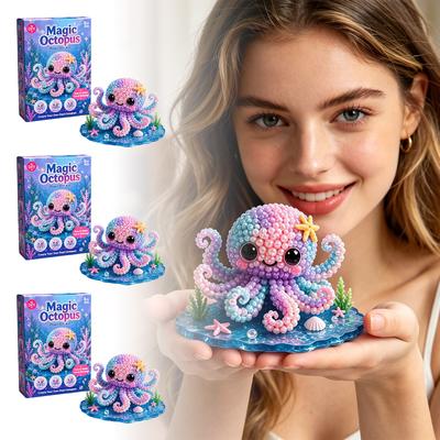 Magic Octopus DIY Pearl Bead Kit for Kids and Adults Easy To Assemble 3D Octopus Model Craft Creative Educational Toy for Ages 6 and Up