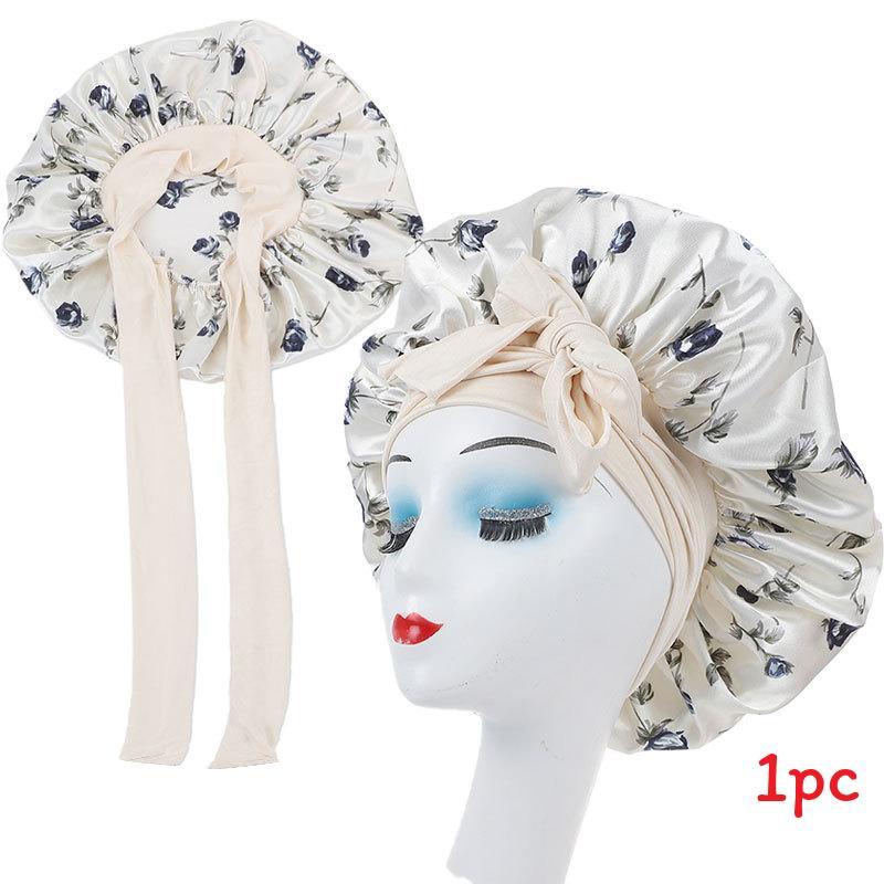 Satin Hair Hat With Digital Floral Design For Comfort And Style